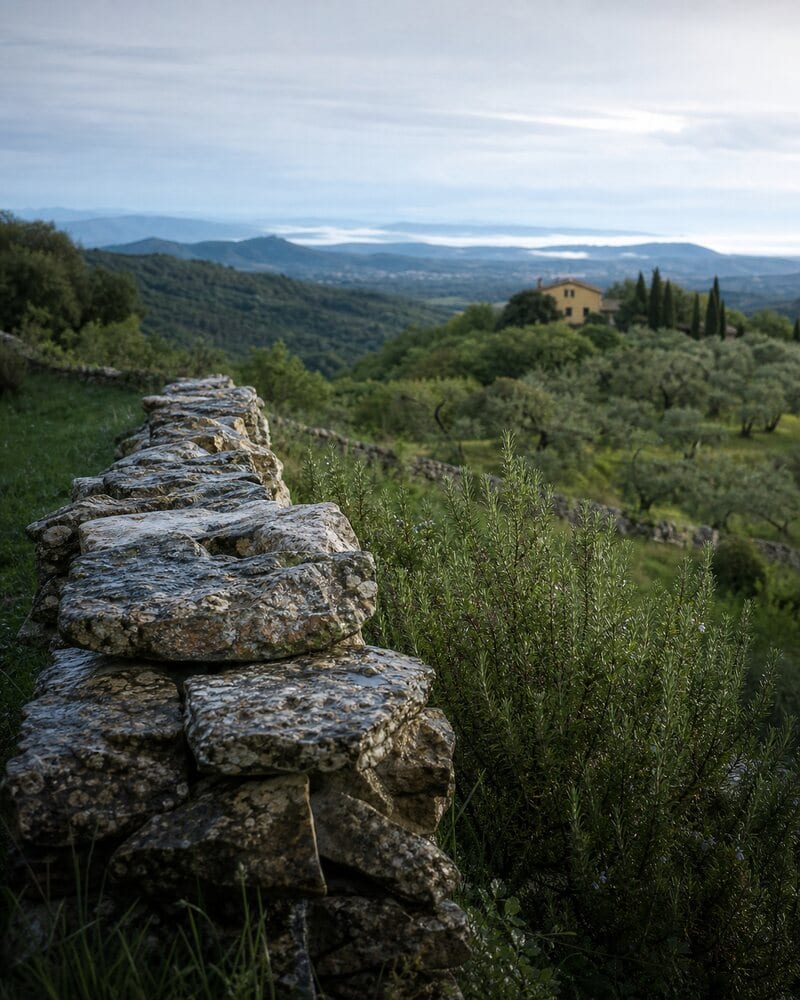 Weinlandschaft in Friaul mit Reben und sanften Hügeln
