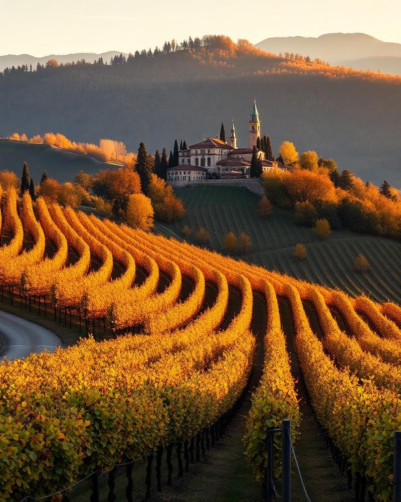 Piemonteser Weinregion im Dolce-Vita-Bildstil