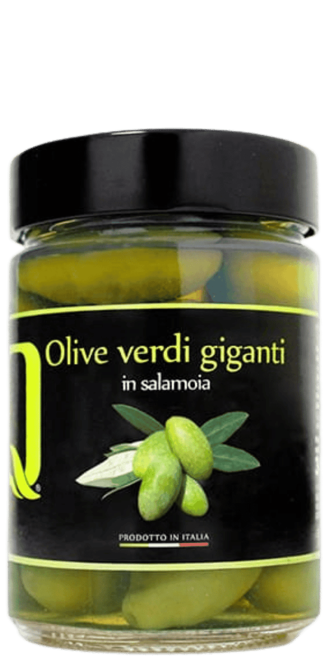 Grüne Riesen-Oliven in Salzlake - Quattrociocchi - 200 g