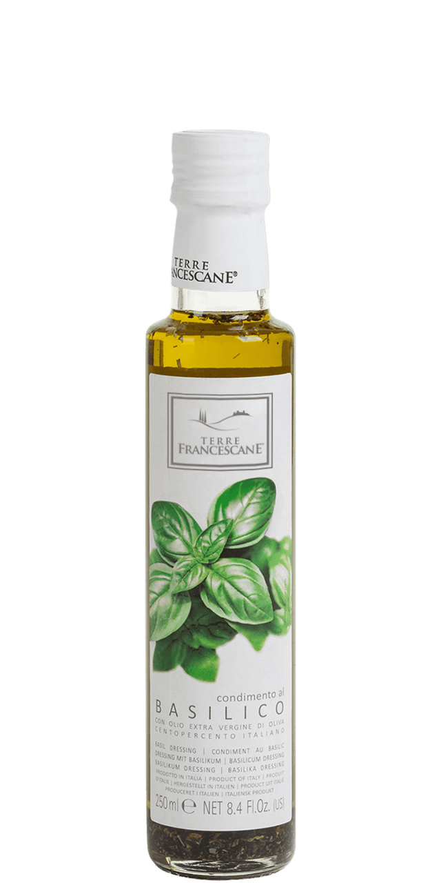 Basilikum-Würzöl auf Basis von Olivenöl Extra Vergine - Terre Francescane - 0,25 L Basilikum-Würzöl auf Basis von Olivenöl Extra Vergine - Terre Francescane - 0,25 L