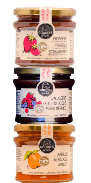 Südtiroler Fruchtaufstriche Goodies by Ruth Bäckerei Moser 3x225g - 675 g Südtiroler Fruchtaufstriche Goodies by Ruth Bäckerei Moser 3x225g - 675 g