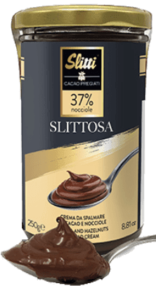Slittosa streichzarte Creme mit Haselnüssen und Kakao Slitti - 250 g Slittosa streichzarte Creme mit Haselnüssen und Kakao Slitti - 250 g