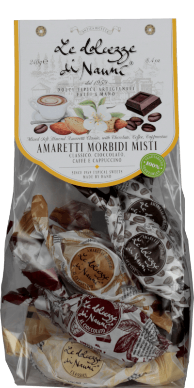 Amaretti Morbidi Mix Classico, Cioccolato, Caffè, Cappuccino 240g - Le Dolcezze di Nanni