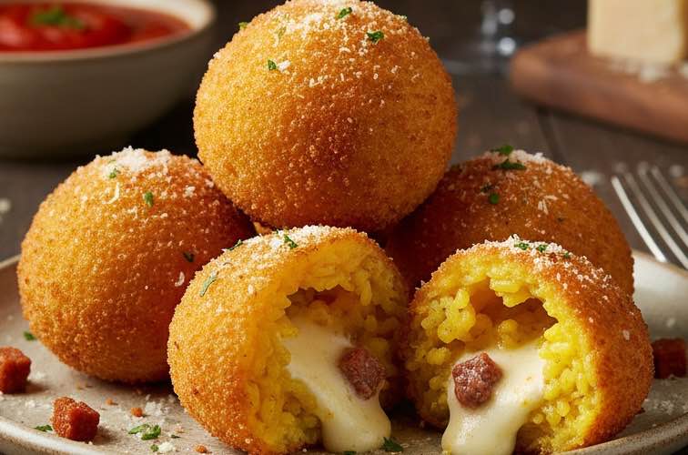 Arancini Reis kaufen mit Mozzarella und Schinken gefüllt