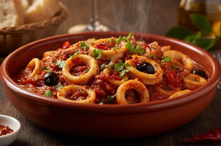 Calamari alla Calabrese typisches Gericht aus Kalabrien