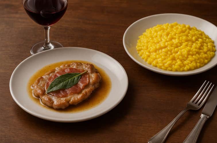 Risotto alla Milanese als Beilage zu Saltimbocca