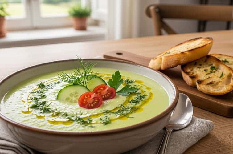 kalte Gurkensuppe italienisch ein erfrischendes Sommerrezept