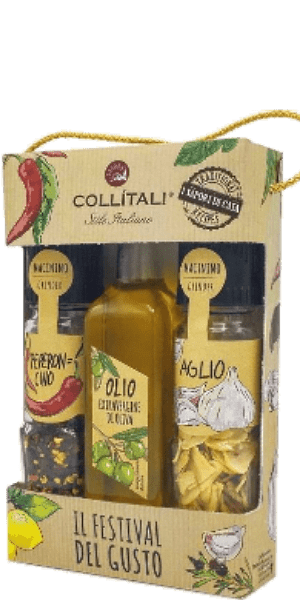 Collitali Il Festival del Gusto Trio Knoblauch- und Chilimühle mit nativem Olivenöl extra