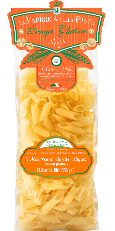La Fabbrica della Pasta Pasta di Gragnano IGP Mez Penne 'de zite' rigate - glutenfreie Pasta 500g