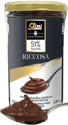 Riccosa Crema da Spalmare al Cioccolato al Latte ricca di Nocciole Slitti