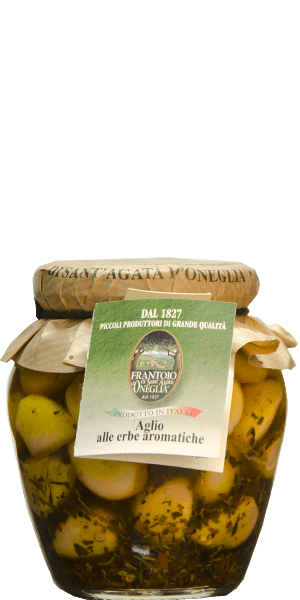 Frantoio Sant'Agata D'Oneglia Aglio alle Erbe Aromatiche - Knoblauch in Olivenöl mit Kräutern 290g