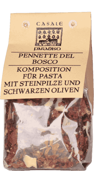 Composizione di condimento alimentare per Pennette del bosco Casale Paradiso 100g