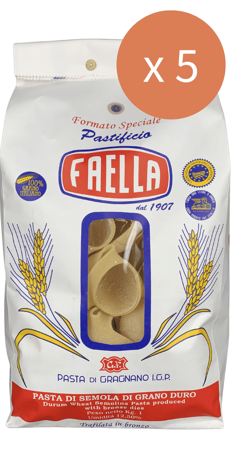 Lumaconi Sparpaket 5 x 1kg - Pastificio Faella Pasta di Gragnano IGP