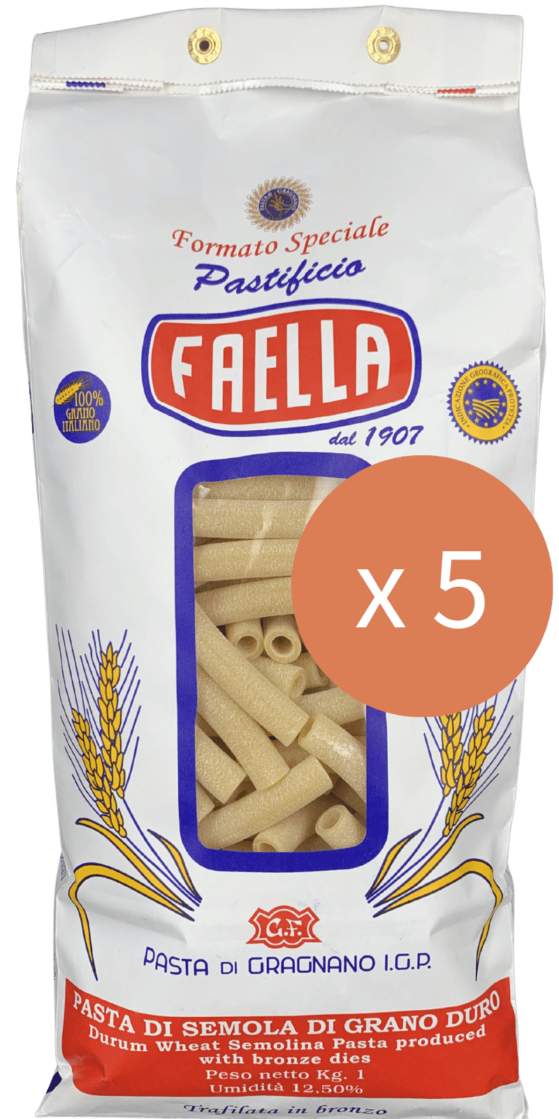 Ziti Tagliati Sparpaket 5 x 1kg - Pastificio Faella Pasta di Gragnano IGP