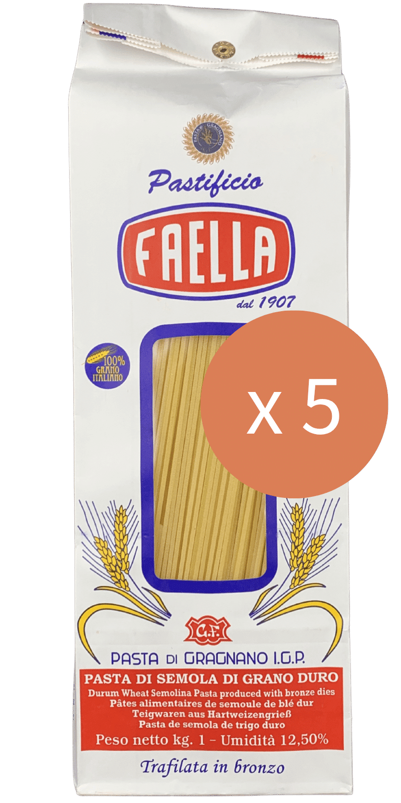 Spaghettini Sparpaket 5 x 1kg - Pastificio Faella Pasta di Gragnano IGP