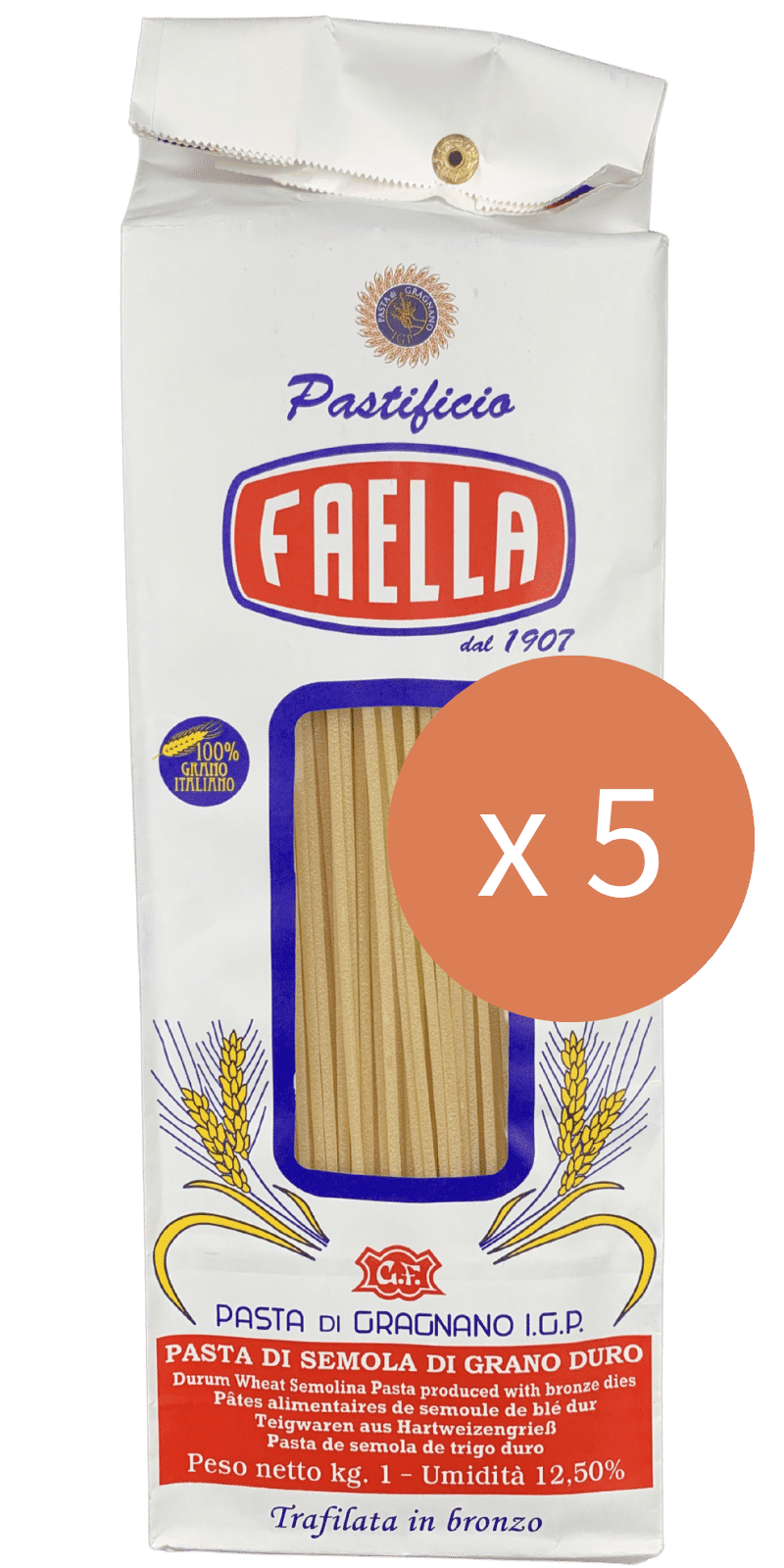 Spaghetti 5 x 1kg - Pastificio Faella Pasta di Gragnano IGP