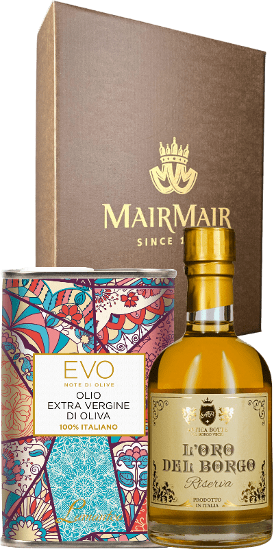 Set Regalo Olio EVO Mosaico Latta + Condimento Bianco Riserva