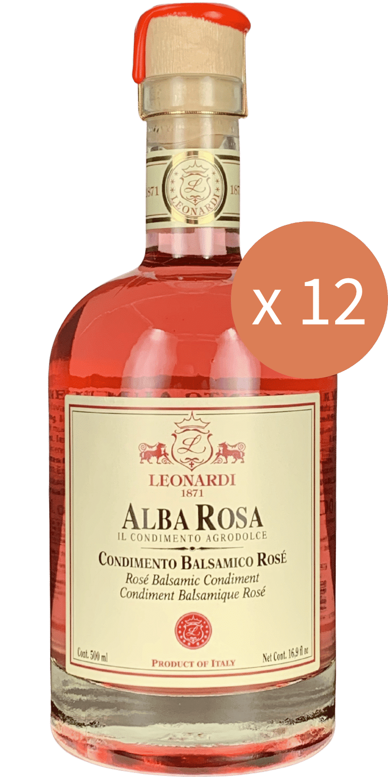 Conf. 12 bottiglie - Acetaia Leonardi Alba Rosa Condimento Balsamico Rosé