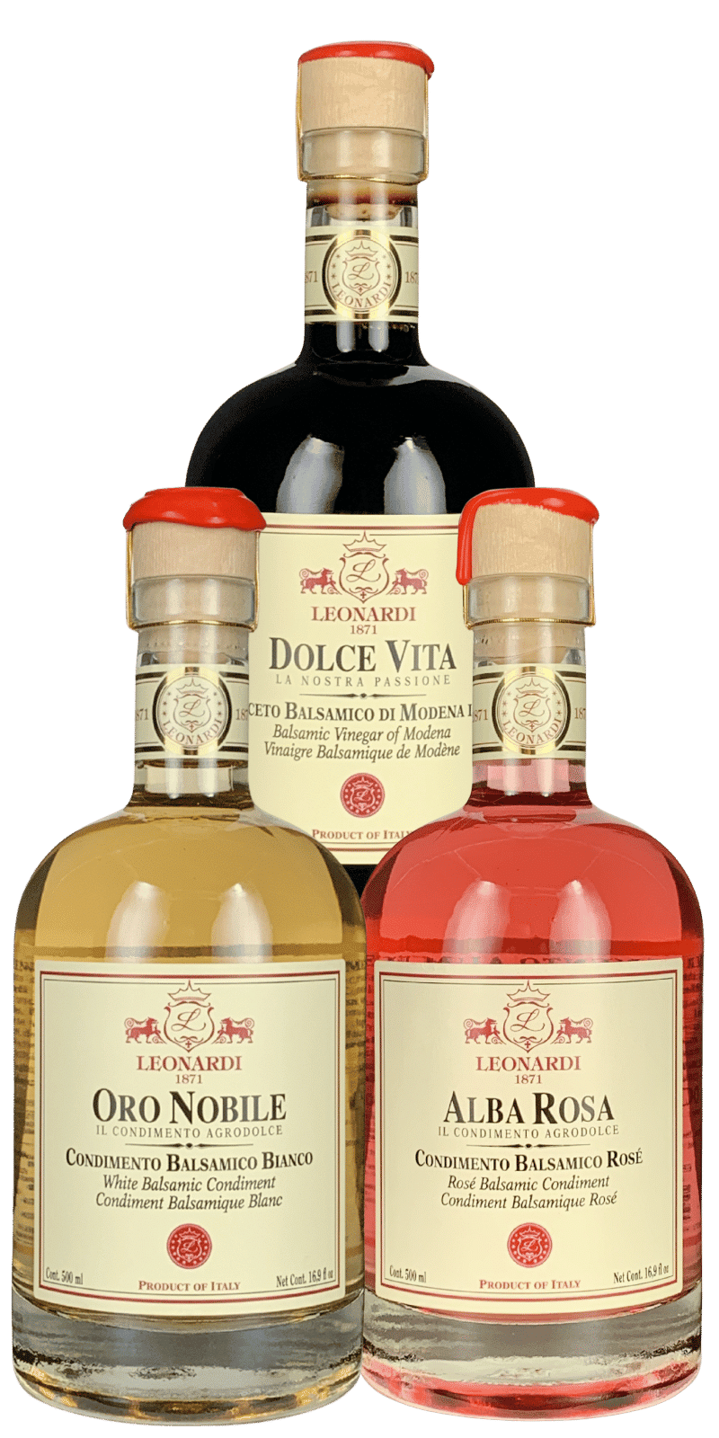 Conf. degustazione Acetaia Leonardi: Oro Nobile, Dolce Vita, Alba Rosa 500ml