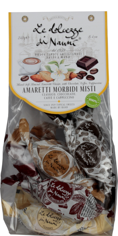 Amaretti Morbidi Mix Classico, Cioccolato, Caffè, Cappuccino 240g - Le Dolcezze di Nanni - 240 g / Ohne Jahrgang